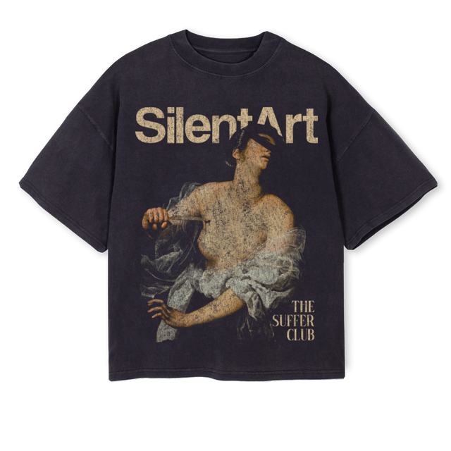 SUFFERCLUB Vintage Black Oversized Boxy Tee.