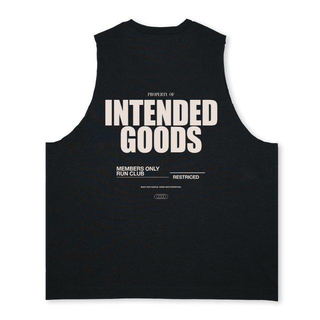 BLACKRUNCLUBTANK Deep Black Oversized Vest.