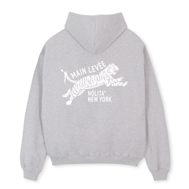 AMLCHINATOWNTIGER_LG Light Grey Marl Oversized Hoodie.