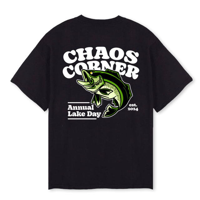 CHAOSCORNER Black Oversized Tee.