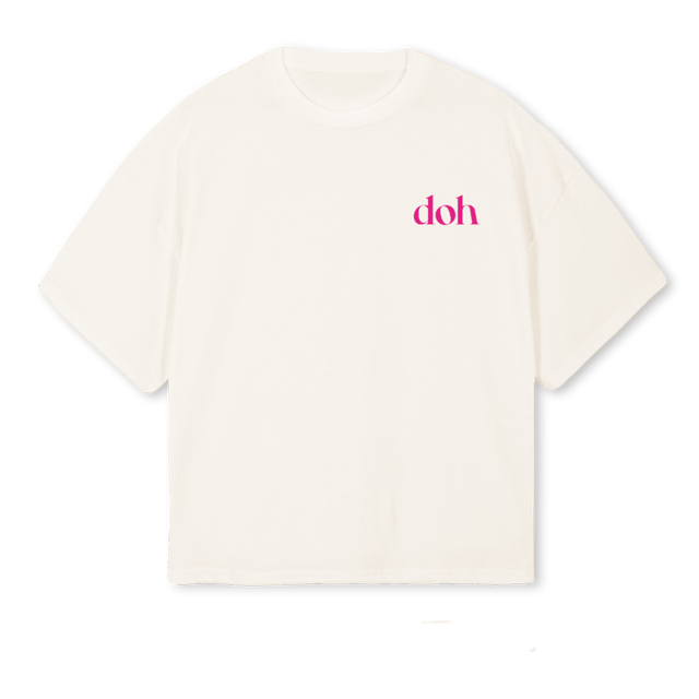 MASCOT PINKK Vintage White Oversized Boxy Tee.