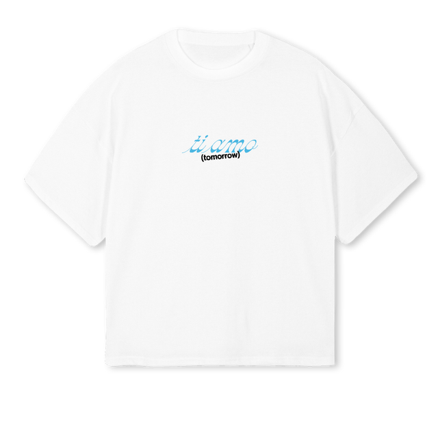 TI AMO BIANCAB White Oversized Boxy Tee.