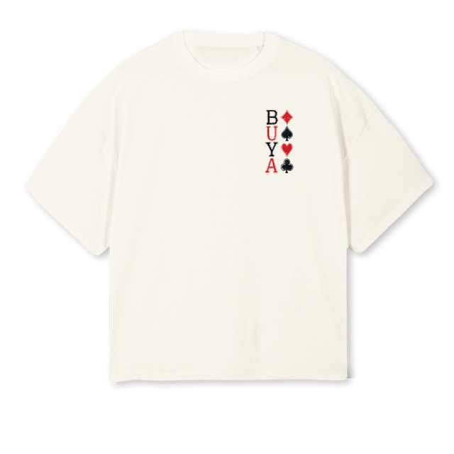 BUYA DAVOR Cream Oversized Boxy Tee.