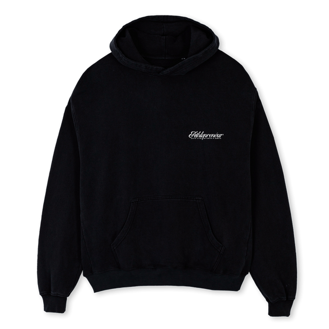 MUSTAVALKO Black Oversized Hoodie.