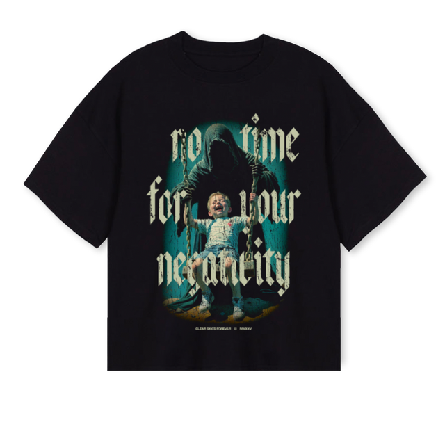 NOTIMEFORTEE Black Oversized Boxy Tee.