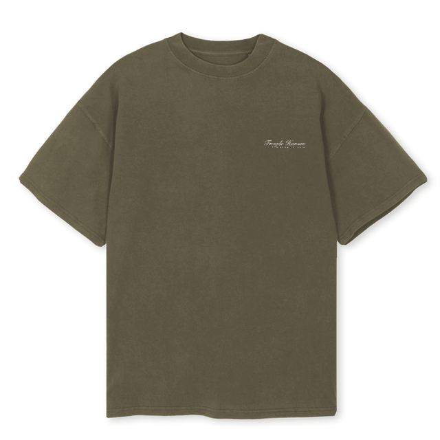 FRAGILE WE_VO Vintage Olive Oversized Tee.