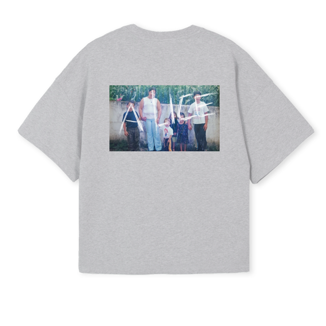 FAMILIA Light Grey Marl Oversized Boxy Tee.