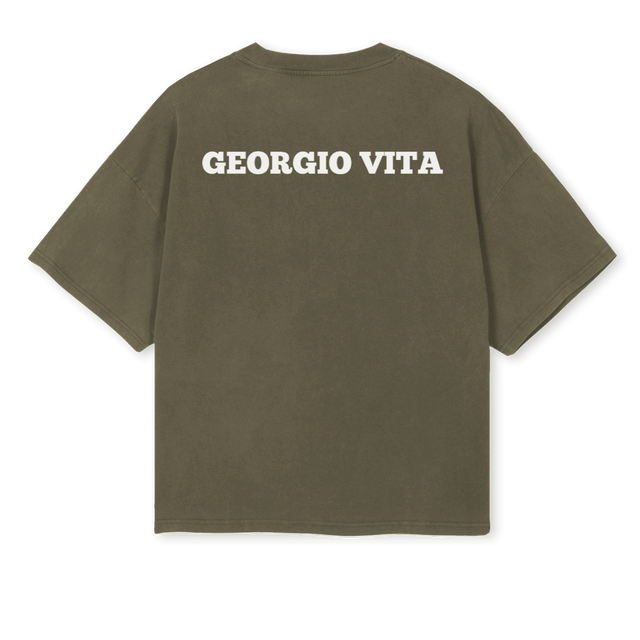 DESSEERT EDITION Vintage Olive Oversized Boxy Tee.