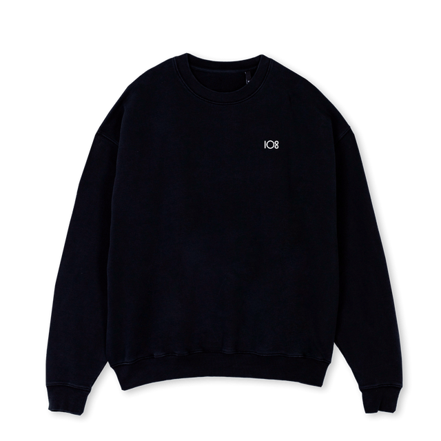STOOSIEMBLK Black Oversized Crewneck Sweater.