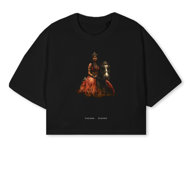 NACHIYAR Black Cropped Oversized Tee.