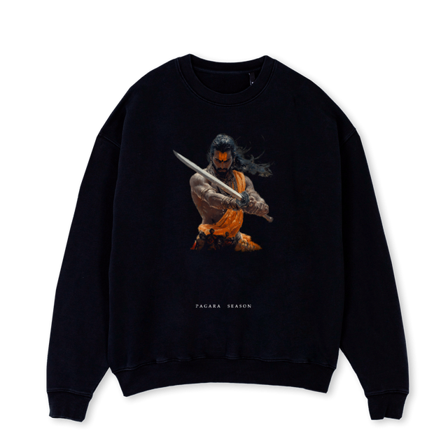 RAJENDRACHOLA Black Oversized Crewneck Sweater.