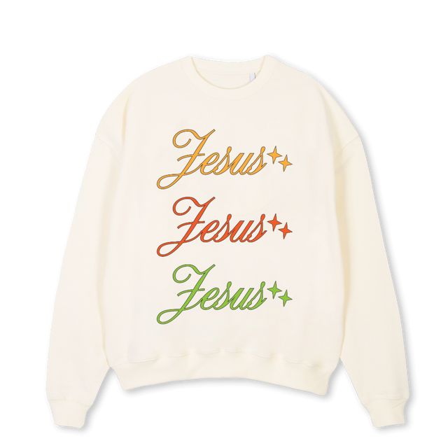 CREWGOAT Cream Oversized Crewneck Sweater.