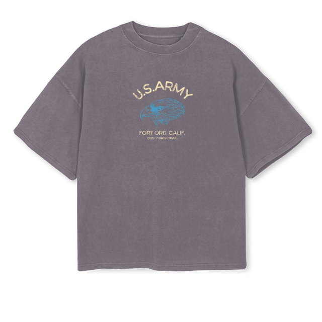 DDTGREYBLUEUSARMY Pigment Grey Oversized Boxy Tee.