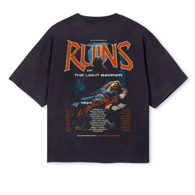 RUINS Vintage Black Oversized Boxy Tee.