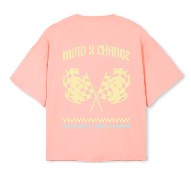 MOTOXCHANGE DROP Pink Clay Oversized Boxy Tee.