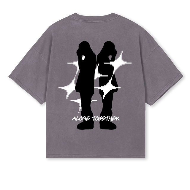 ALONE TOGETHER GRAY Pigment Grey Oversized Boxy Tee.