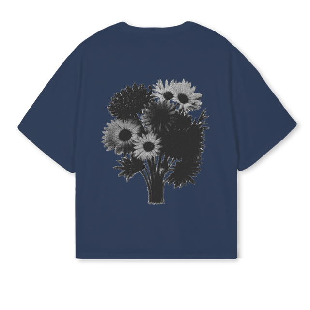 FLOWERSPRSNL Navy Blue Oversized Boxy Tee.