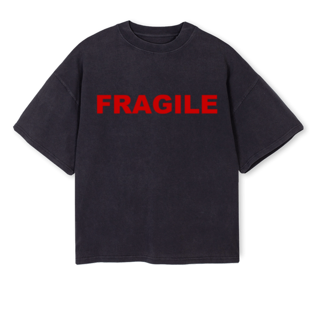 FRAGILEPRSNLTSHIRT Vintage Black Oversized Boxy Tee.