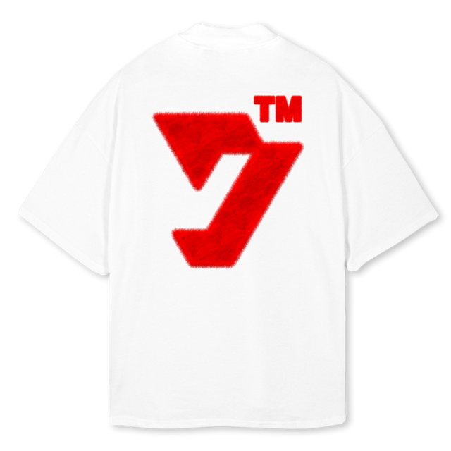 REDHAIRY White Oversized Mock Neck Tee.