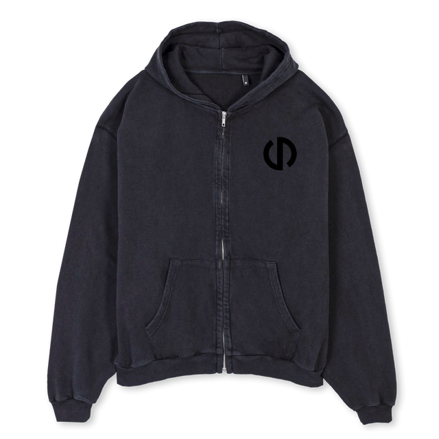 CARPEZIP Vintage Black Oversized Zipped Hoodie.