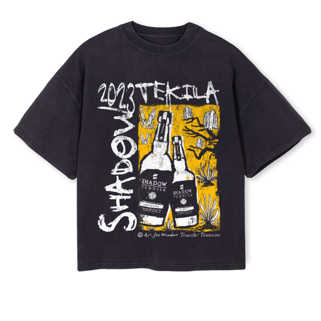 TEKILA Vintage Black Oversized Boxy Tee.