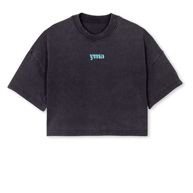 FEMME NOIR Vintage Black Cropped Oversized Tee.