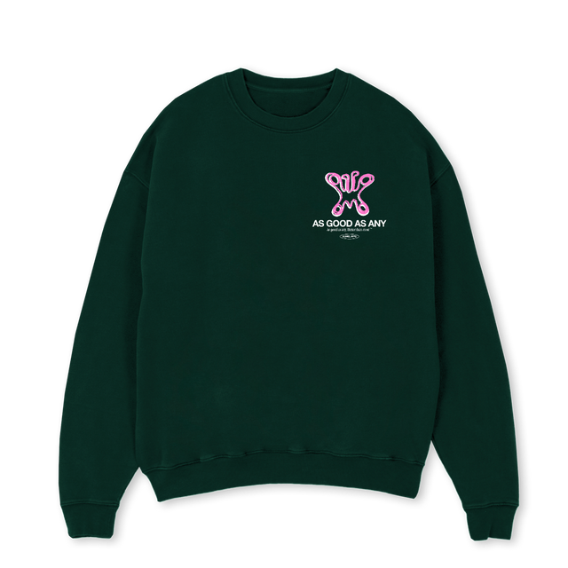 AGAABUTTERFLYCREW Wild Green Oversized Crewneck Sweater.