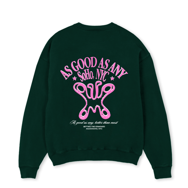 AGAABUTTERFLYCREW Wild Green Oversized Crewneck Sweater.