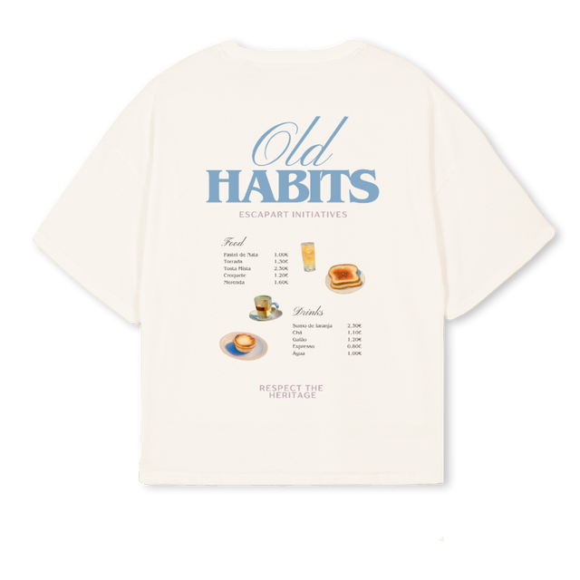 OLD HABITS  Vintage White Oversized Boxy Tee.