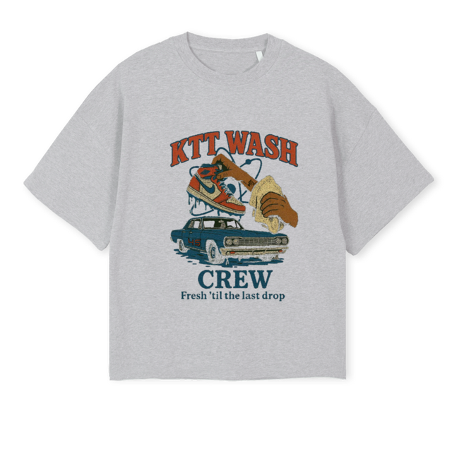 KTT WASH Light Grey Marl Oversized Boxy Tee.