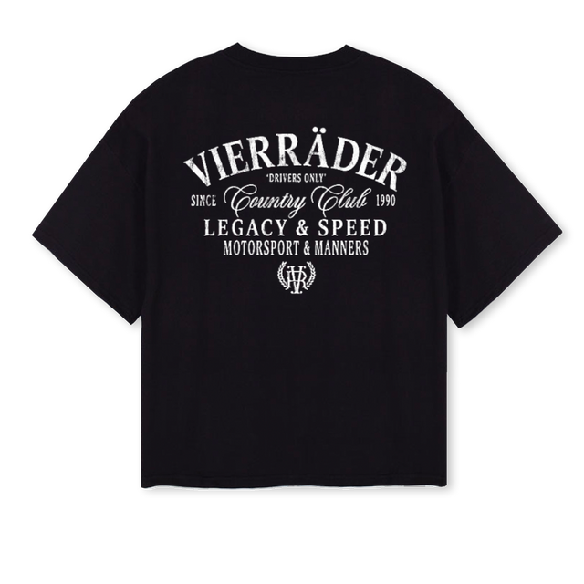 MOTORSPORTMANNERS Black Oversized Boxy Tee.