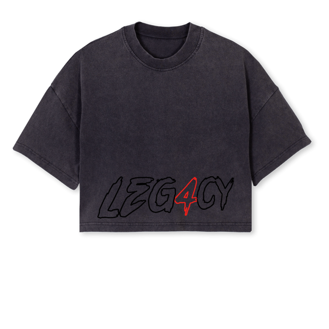 CROPPP Vintage Black Cropped Oversized Tee.