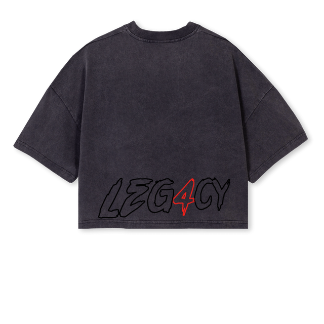CROPPP Vintage Black Cropped Oversized Tee.