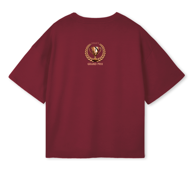 LET HER DRIFT  Burgundy Oversized Boxy Tee.