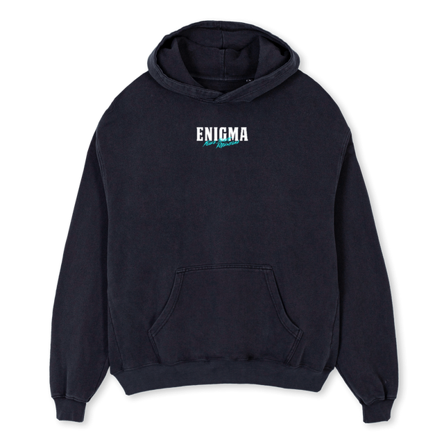 HOODIENIGMA Vintage Black Oversized Hoodie.