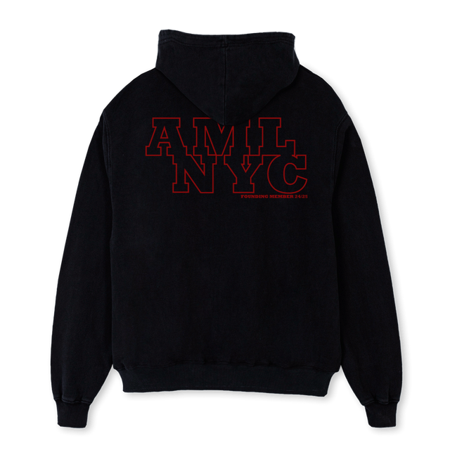 AMLBRABUS Black Oversized Zipped Hoodie.