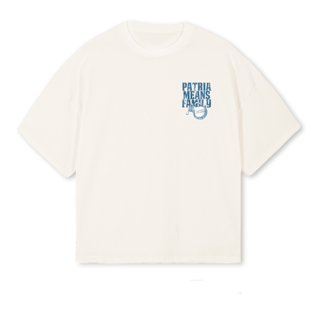 PATRIAMEANSFAMILY Vintage White Oversized Boxy Tee.