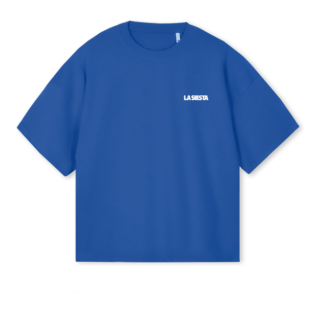 SIESTAHOLICBLUE Cobalt Blue Oversized Boxy Tee.