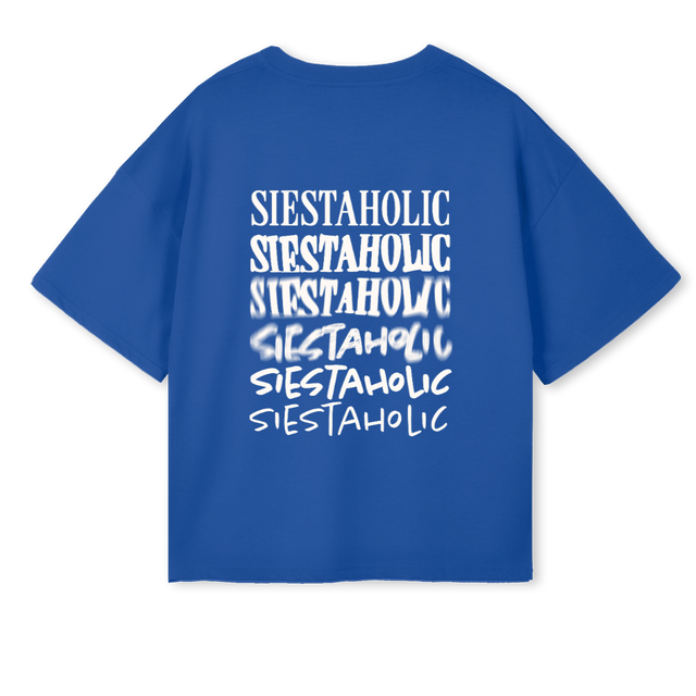 SIESTAHOLICBLUE Cobalt Blue Oversized Boxy Tee.