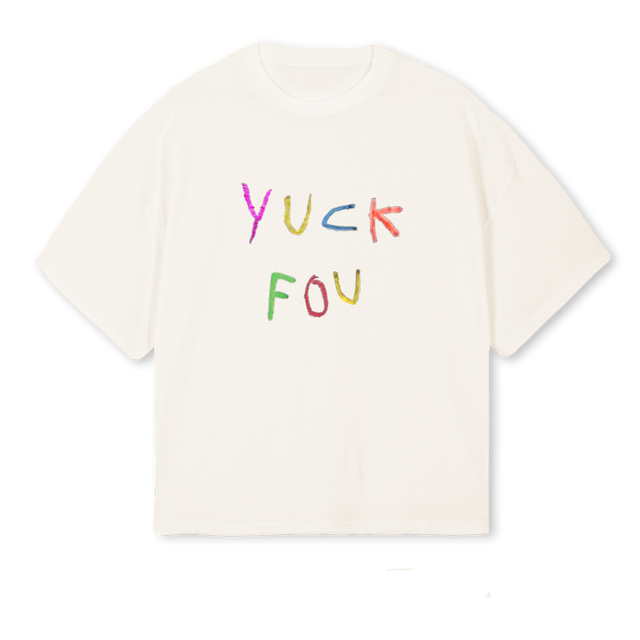 YUCKFOU UNO Vintage White Oversized Boxy Tee.