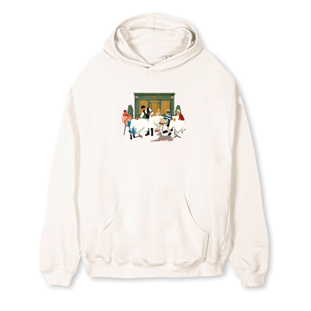 CAFEPRINT  Vintage White Regular Hoodie.