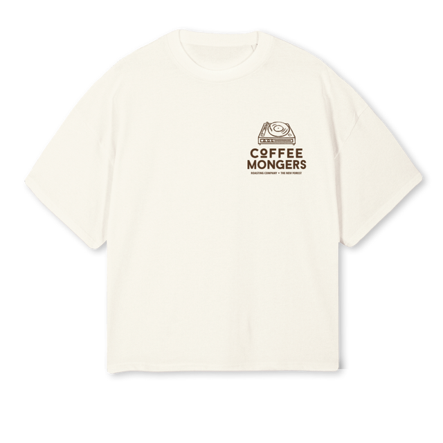 BEATSBREAKONE Cream Oversized Boxy Tee.