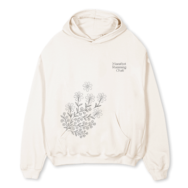MANIFESTRUNNINGONE Vintage White Oversized Hoodie.