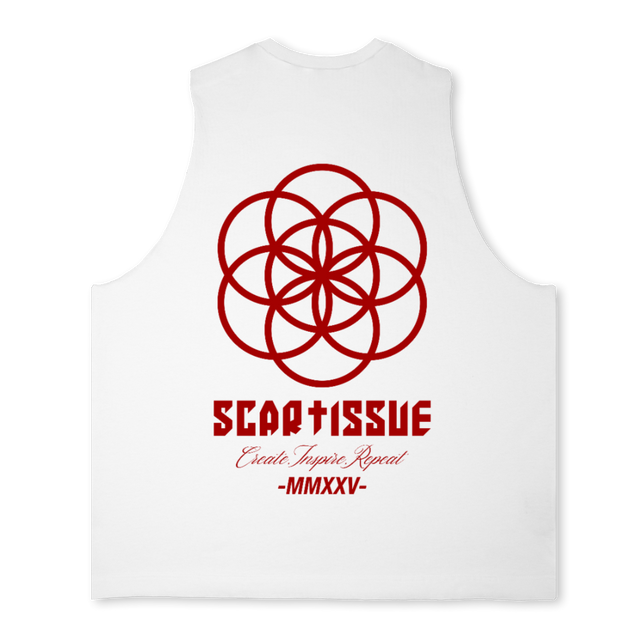 SCARTISSUE OS DR_TANK Bright white Oversized Vest.