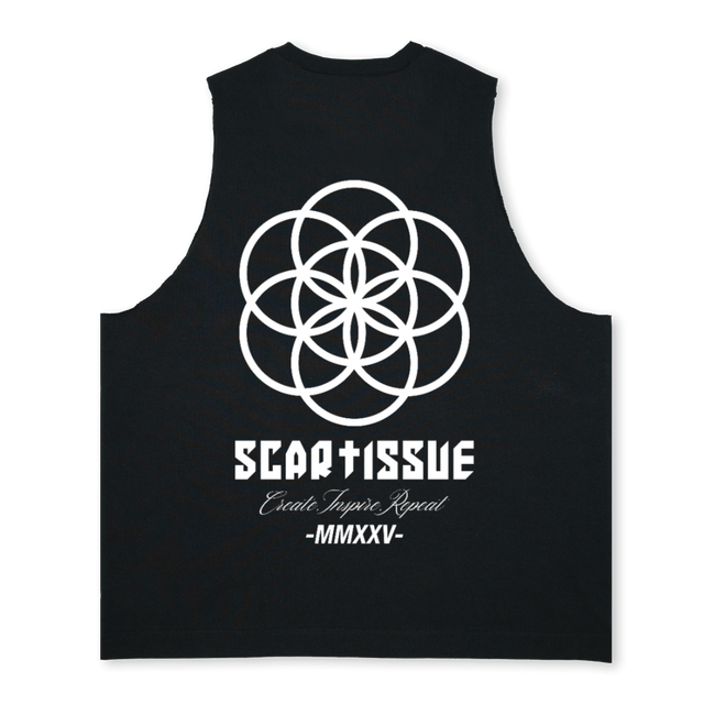 SCARTISSUE TANK CORE Deep Black Oversized Vest.