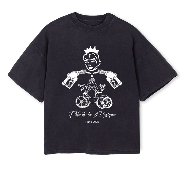 BENZENEFDLM Vintage Black Oversized Boxy Tee.