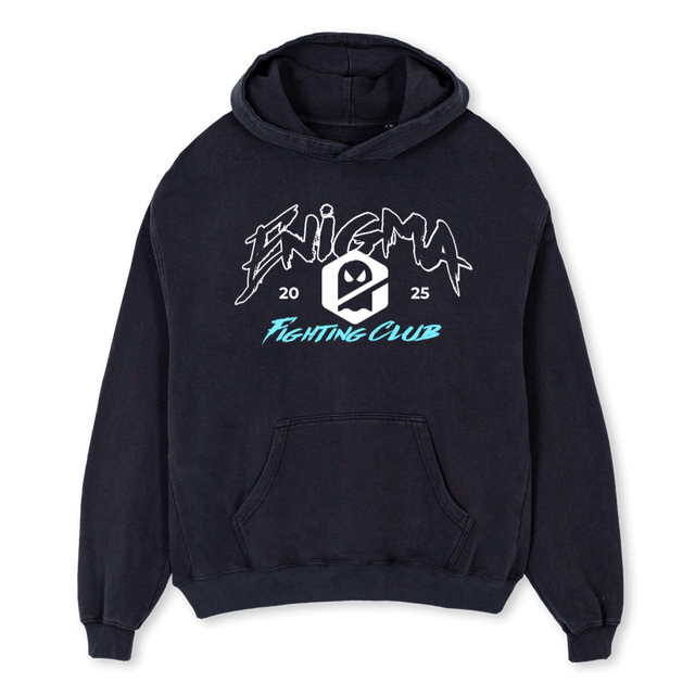FIGHTENIGMA Vintage Black Oversized Hoodie.