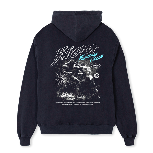 FIGHTENIGMA Vintage Black Oversized Hoodie.