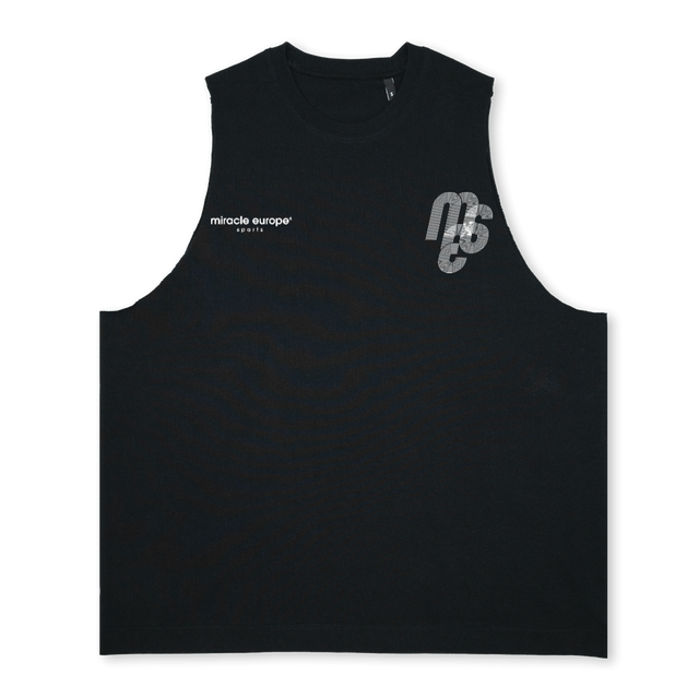 MES TANK Deep Black Oversized Vest.