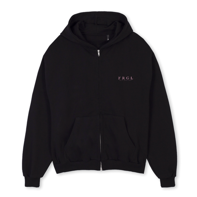 OOD Z Black Oversized Zipped Hoodie.